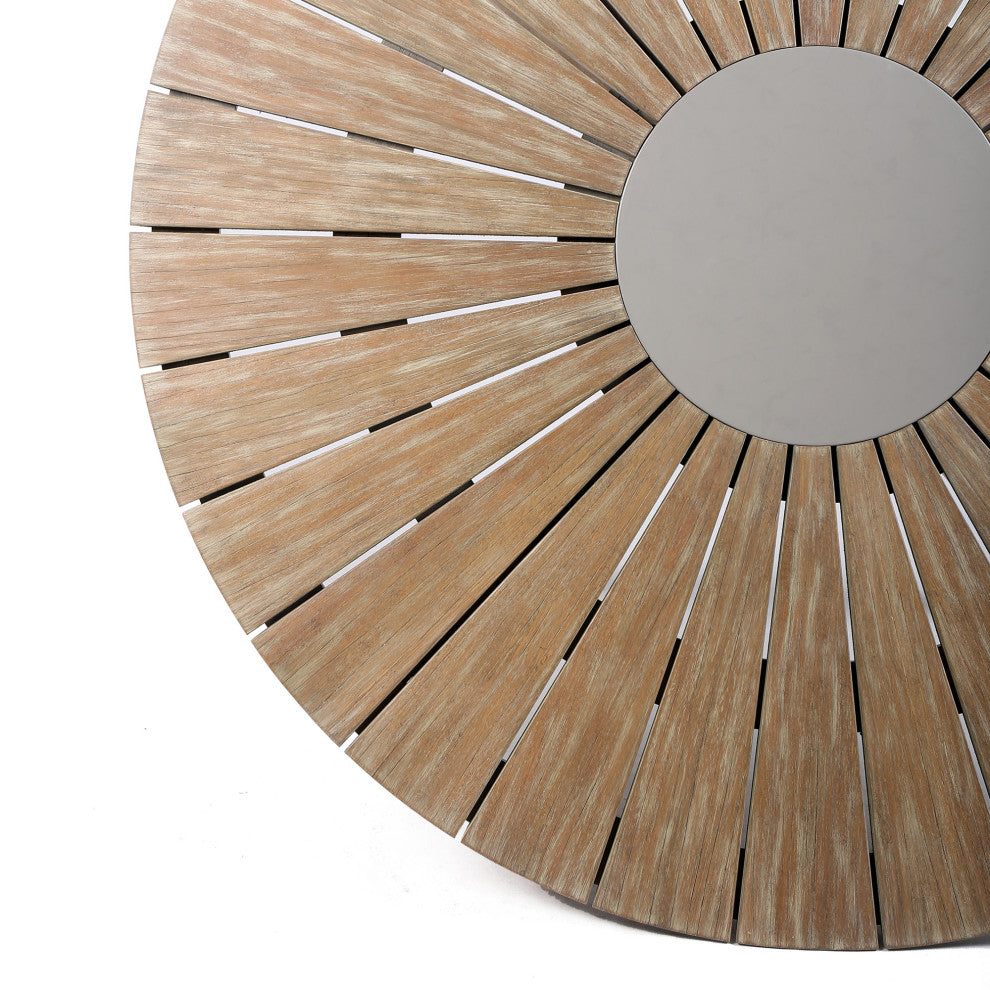 Oasis and Brielle Outdoor 5-Piece Light Eucalyptus and Concrete Dining Set