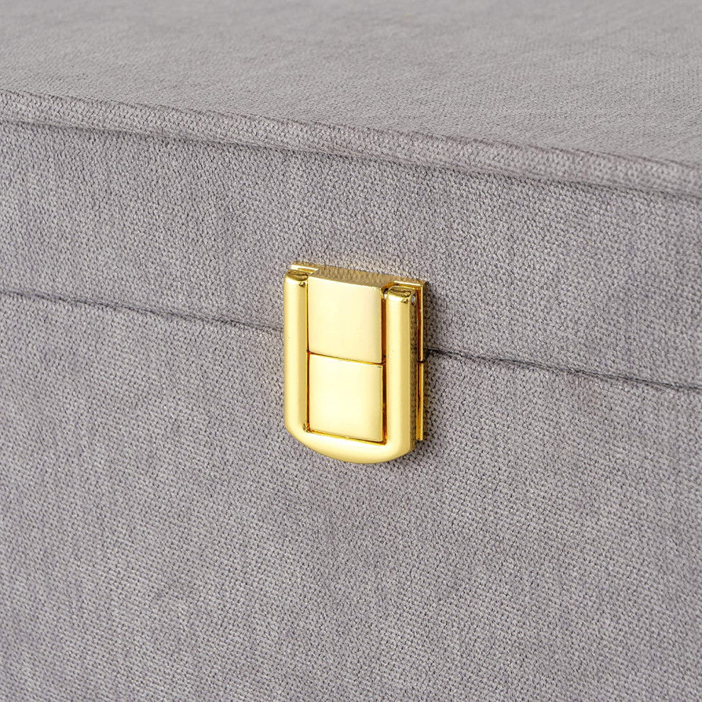 Grey Flannel Boxes With Gold Flip Latch Locks, Set of 3