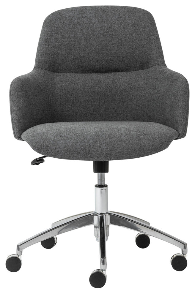 Minna Low Back Office Chair, Polished Aluminum Base, Dark Gray