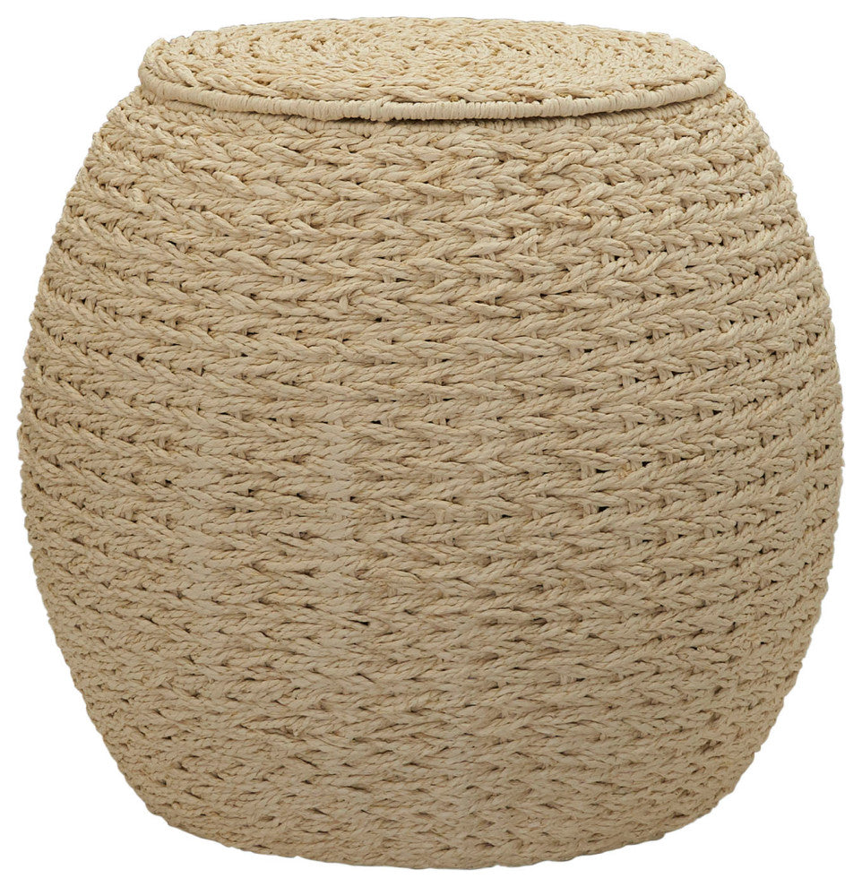 Handwoven Paper Rope Barrel Wicker Storage Basket Side Table