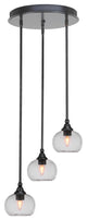 Empire 3-Light Cluster Pendalier, Matte Black/Clear Bubble