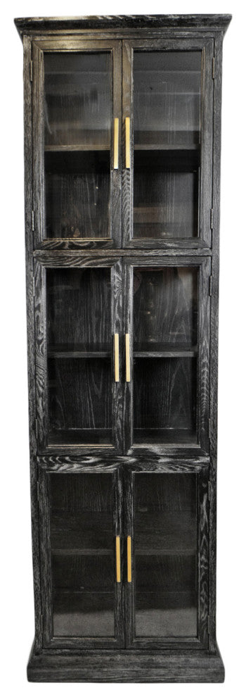 Black and Brass Narrow Display Cabinet