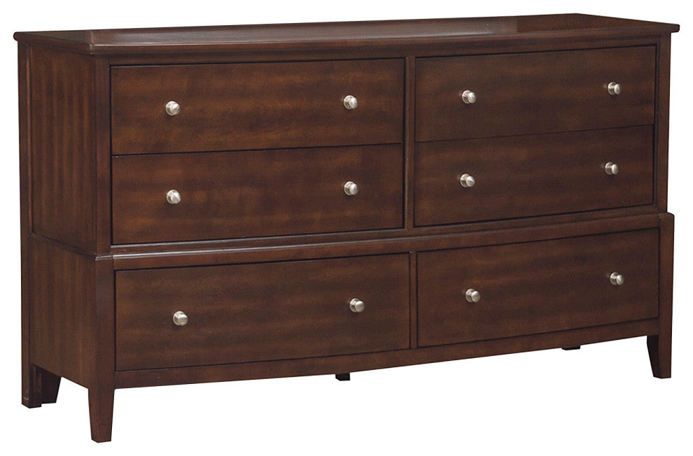 Benzara BM222725 Wooden Dresser, Natural Grain Texture Finish/6 Drawers, Brown