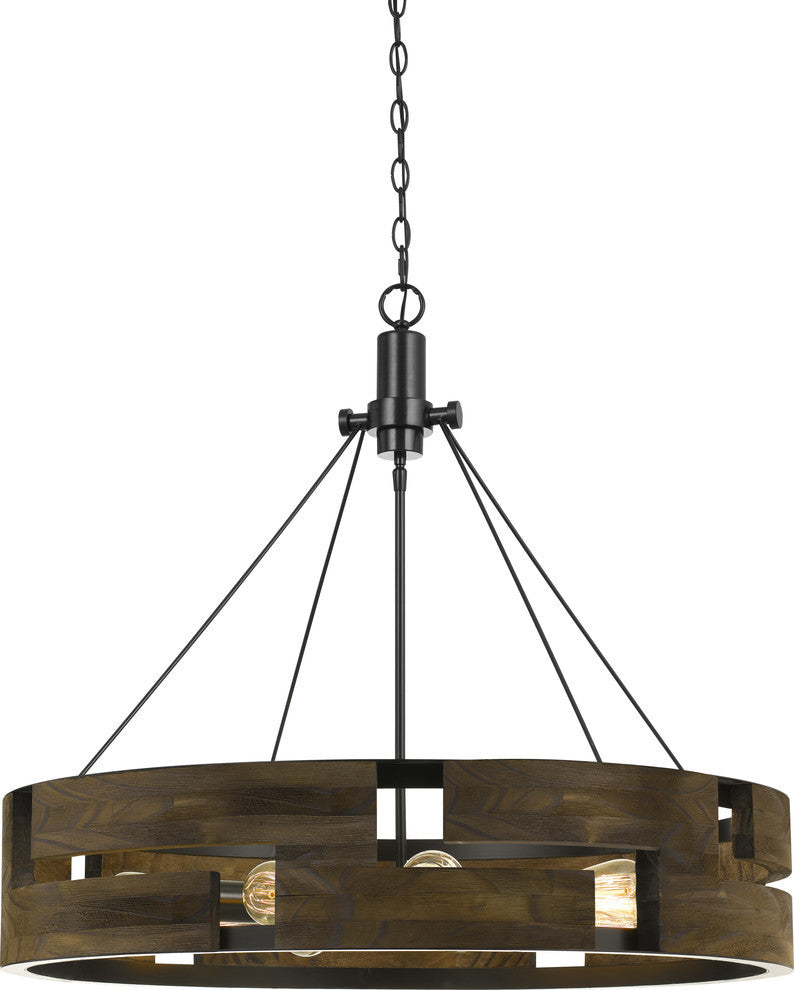 60W Bradford Metal, Wood Chandelier