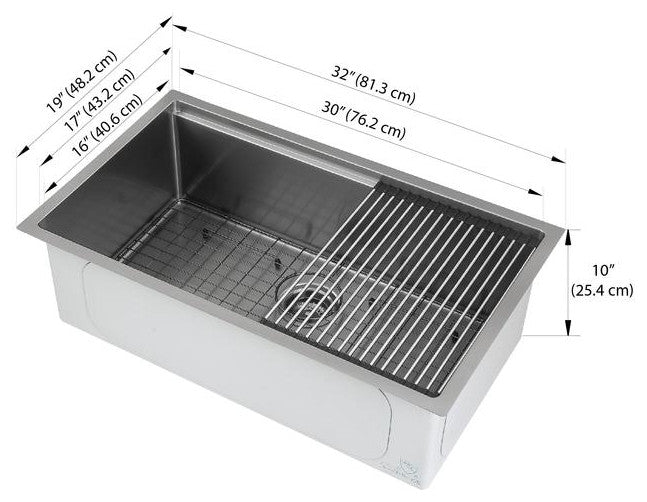 32 in. Single Bowl Undermount Kitchen Sink with in PVD Gunmetal