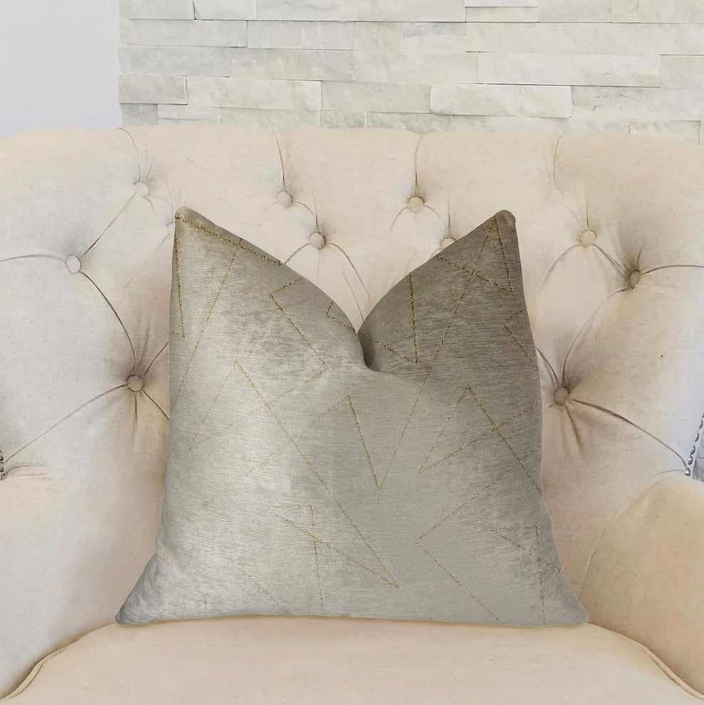 Gold Divinity Gold and Beige Luxury Throw Pillow, 24"x24"