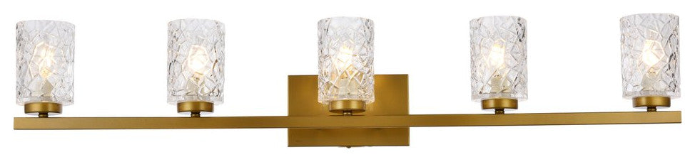 Conor 5-Light Bath Sconce, Brass With Clear Shade