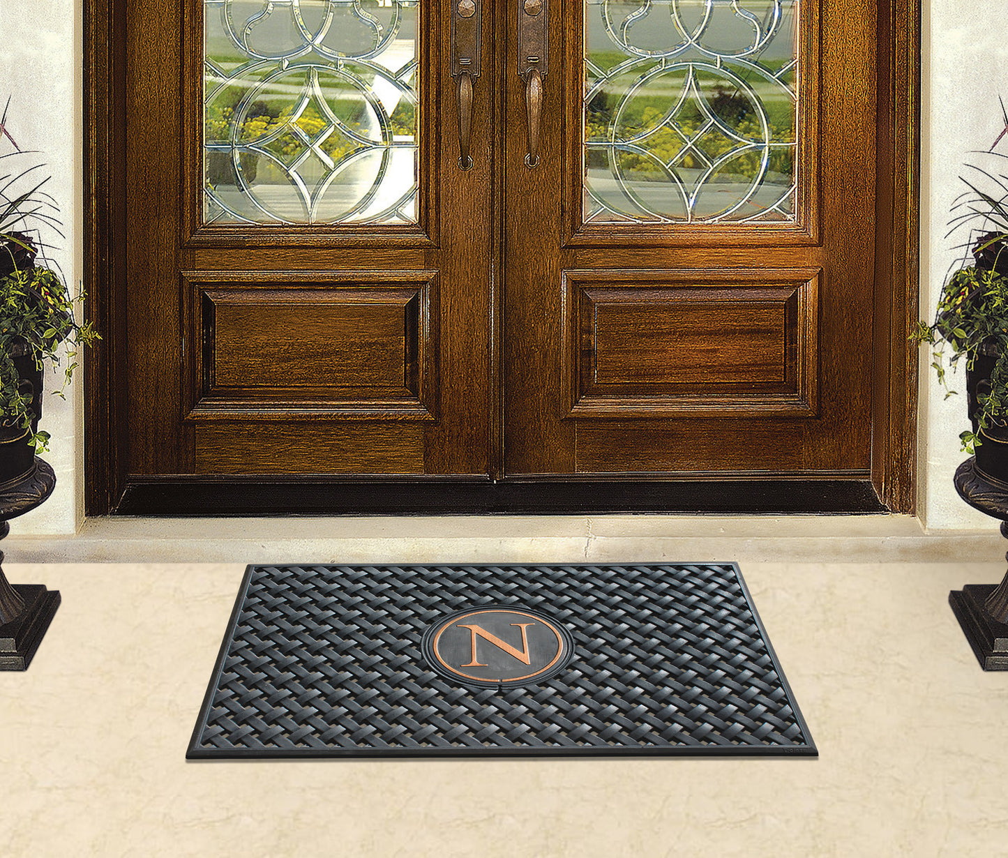 A1HC 100% Rubber Monogrammed Heavy Duty Durable Doormat 24"x39"�, N