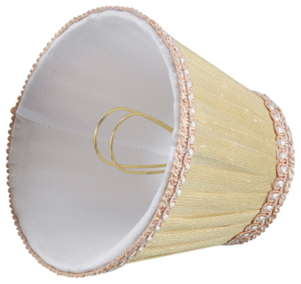 33002-9 Small Pleated Empire  Chandelier Clip On Lamp Shade Ivory 3"x5"x4"