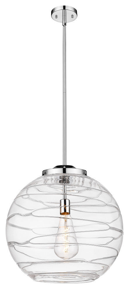 Deco Swirl Pendant, Polished Chrome, Clear Deco Swirl, Clear Deco Swirl