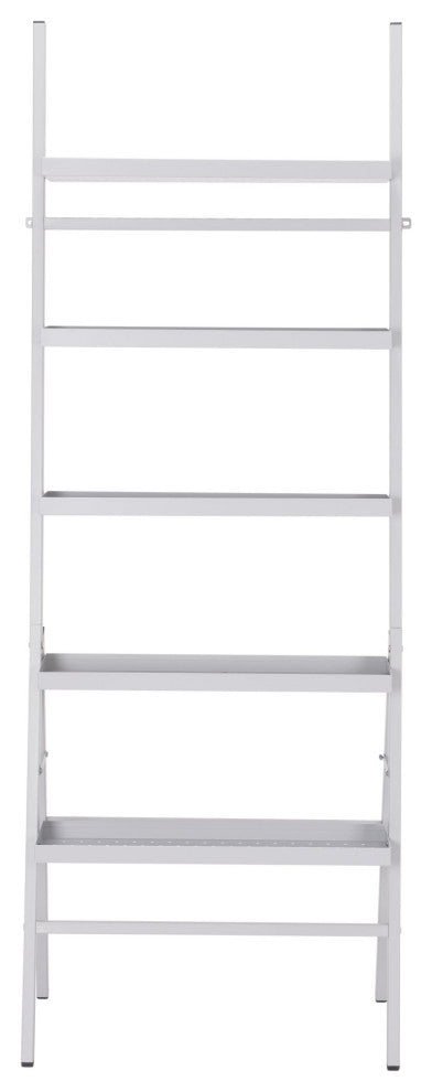 Bookcase Wall Shelf Rack, Steel Metal, Gray, Lounge Cafe Lobby Hospitality