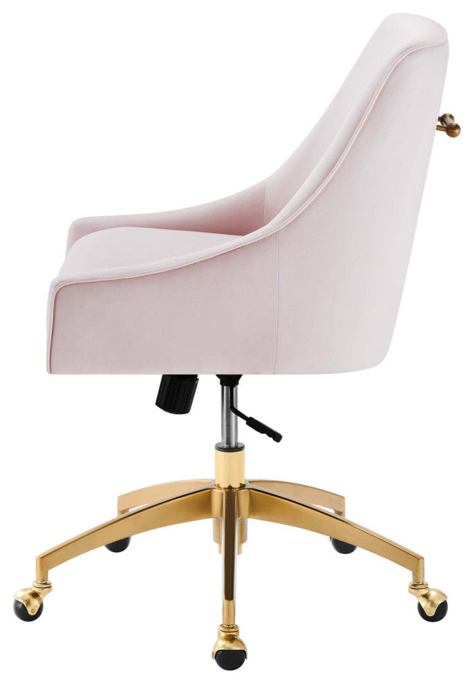 Computer Work Desk Chair, Pink, Velvet, Modern, Home Business Office Furniture