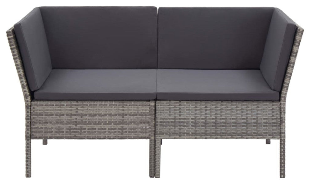 vidaXL 6-Piece Garden Lounge Set With Cushions Poly Rattan Gray