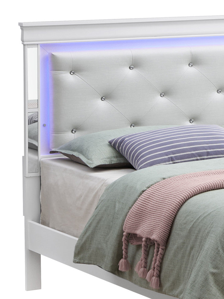 Verona LED Panel Bedframe, White, King