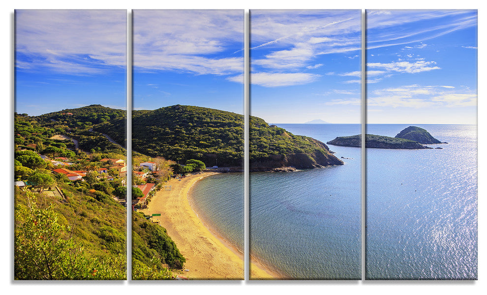 "Innamorata Beach and Gemini Islets" Seashore Wall Art, 4 Panels, 48"x28"