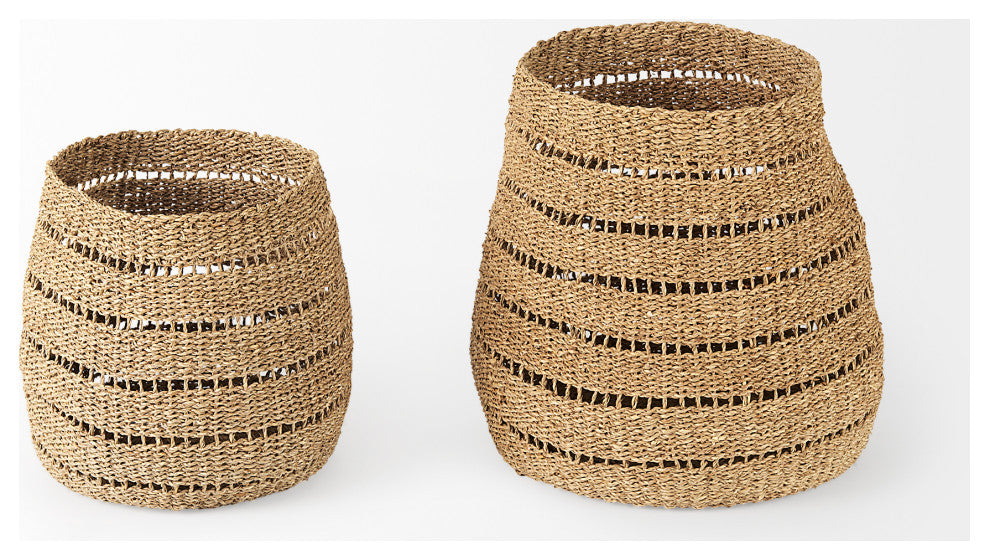 Hayes Medium Brown Seagrass Round Baskets (Set of 2)