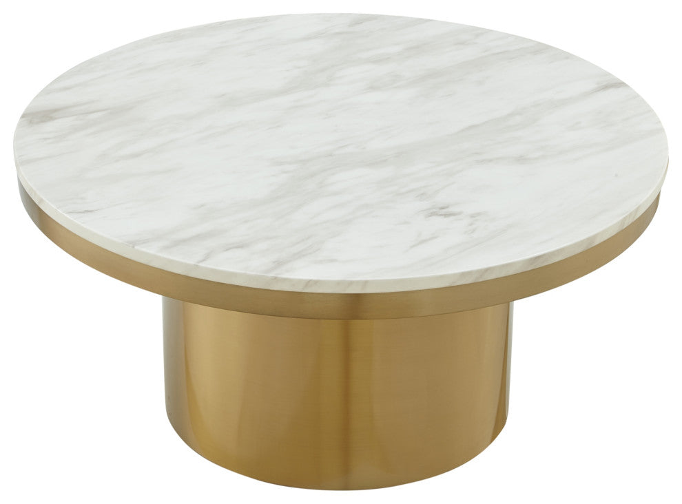 Inspired Home Sinai Coffee Table - White/Gold, 35.4Lx35.4Wx17H