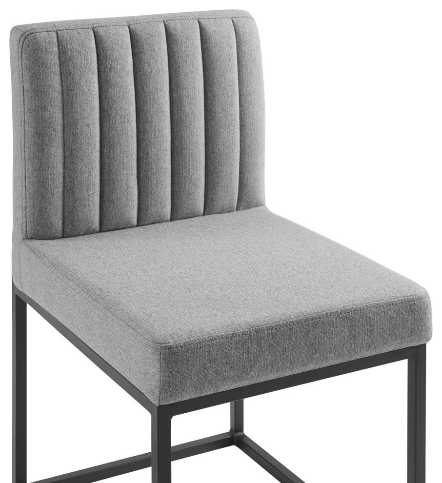Carriage Dining Chair Upholstered Fabric Set of 2-Black Light Gray