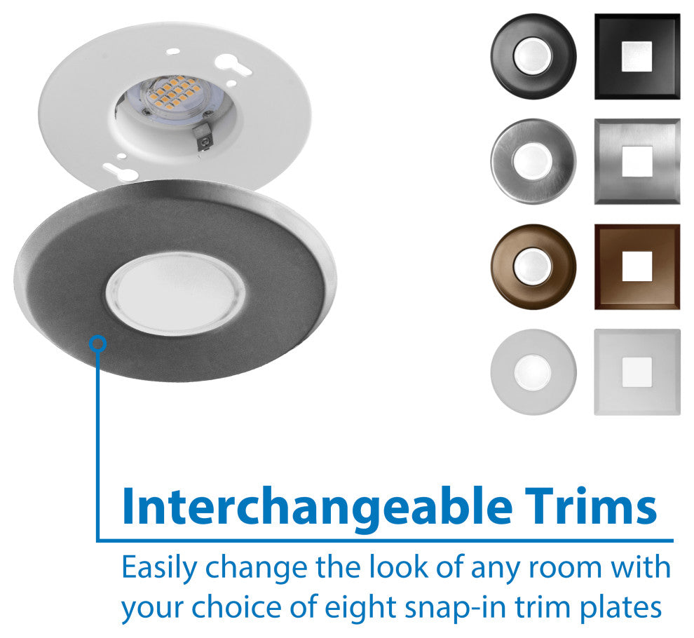 SureFit(v3) LED Flush Mount Ceiling Light, 4000K with Round Nickel Trim