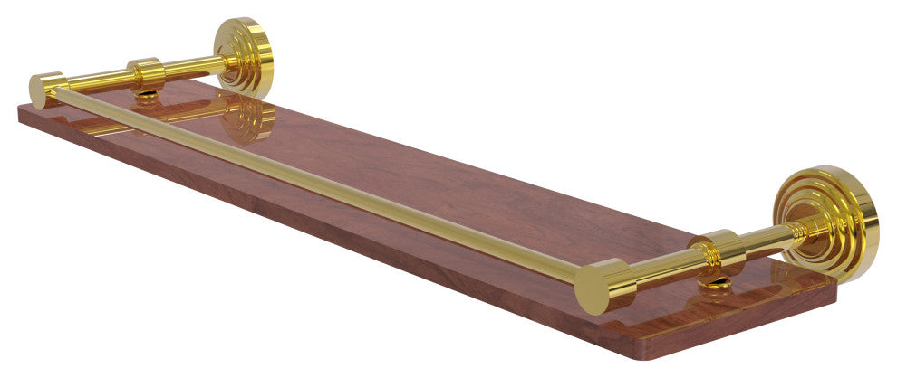 Waverly Place 22" Solid Wood Shelf with Gallery Rail, Polished Brass