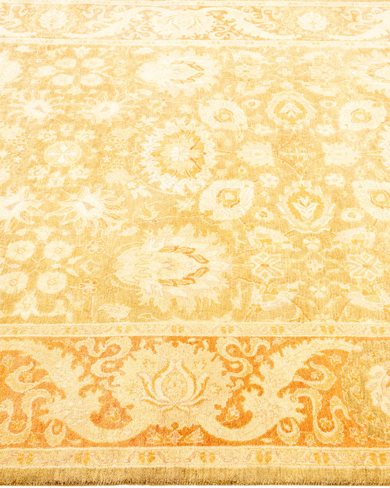 Minhla Square One-of-a-Kind Hand-Knotted Area Rug Green, 4'7"x6'6"
