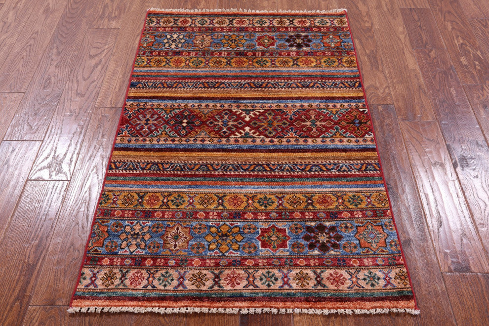 Khorjin Super Kazak Handmade Wool Rug 2' 8" X 4' 2" Q10789