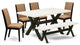 6-Piece Set Table Top and Kitchen Bench and 4 Chairs, Black