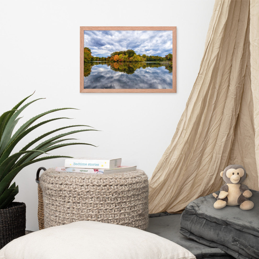 Autumn Reflections Rural Landscape Framed Photo Paper Wall Art Prints, Red Oak, 12" X 18"