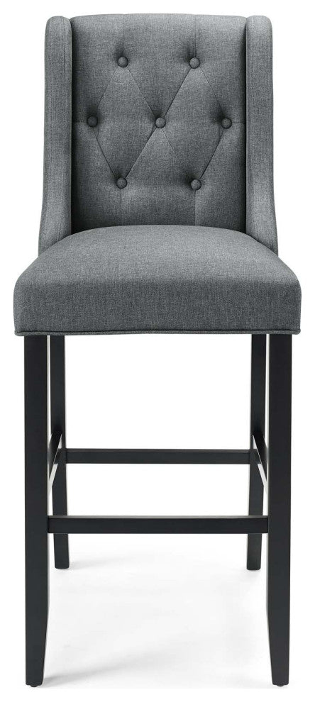 Bar Stool Chair Barstool, Set of 2, Fabric, Wood, Gray, Modern, Bar Pub
