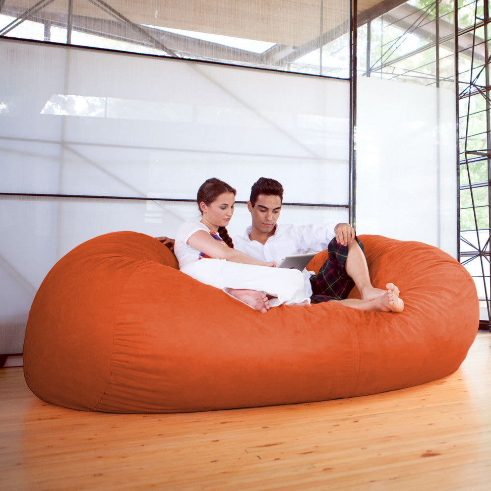 7' Giant Bean Bag Sofa, Mandarin