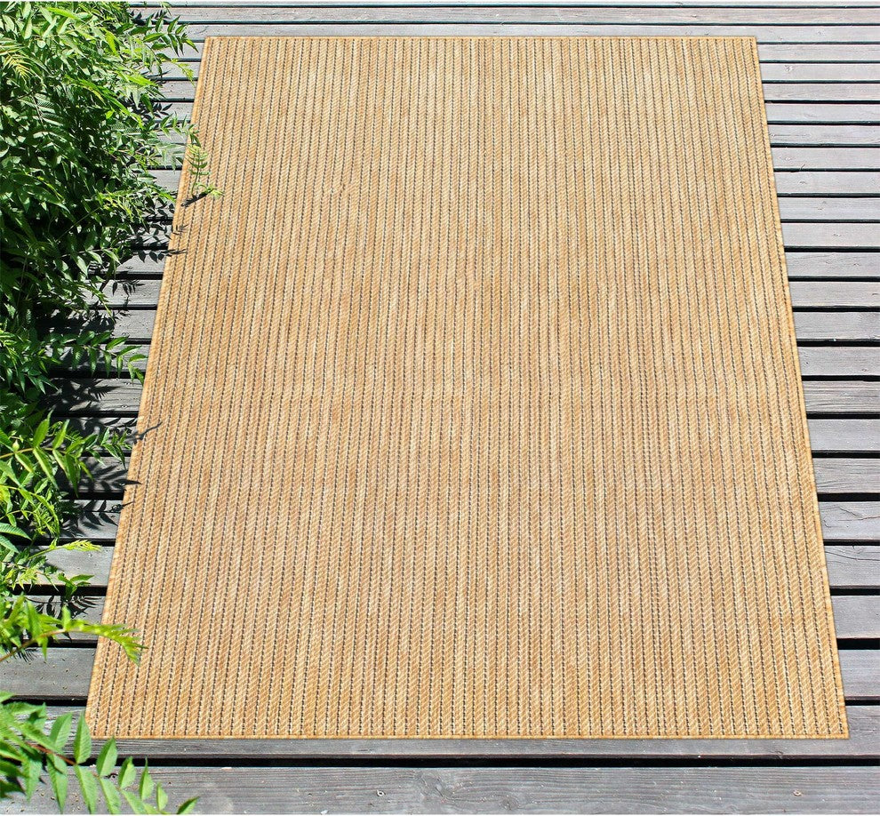 Carmel Texture Stripe Indoor/Outdoor Rug, Sand, 3'3"x4'11"