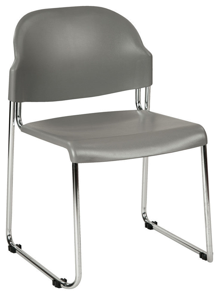 Set of 2 Stack Chair With Plastic Seat and Back, Gray