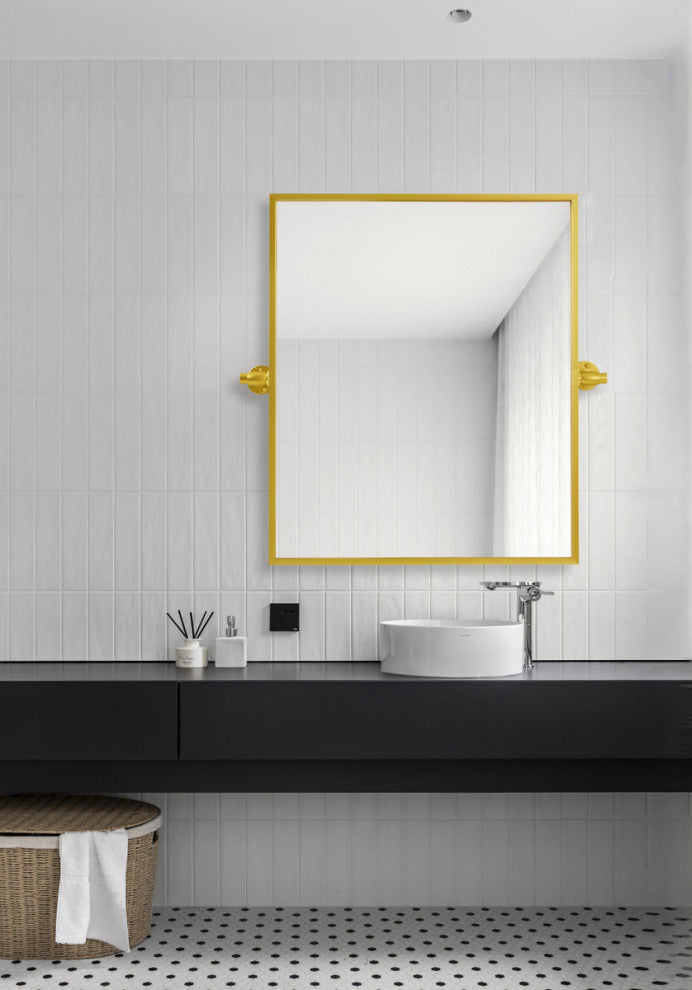Home Living Rectangle Pivot Mirror 24x20 Inch, Gold