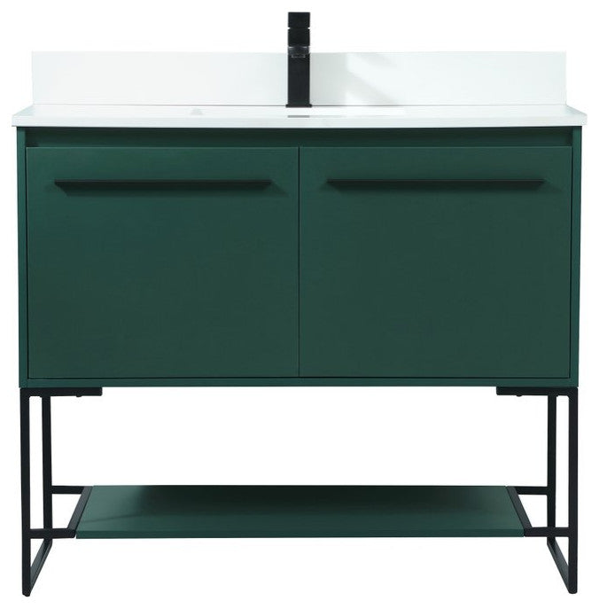 Sue 40" Single Bathroom Vanity, Green, With Backsplash