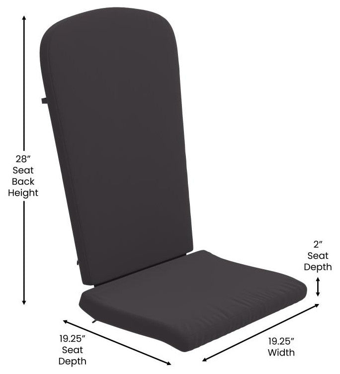 Charlestown Set of 2 All Weather High Back Adirondack Chair Cushions, Gray