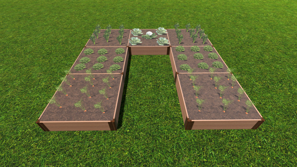 Classic Sienna Walk-In Jumbo U-Shape' 12'x12' 11" Raised Garden Bed, 1" Profile