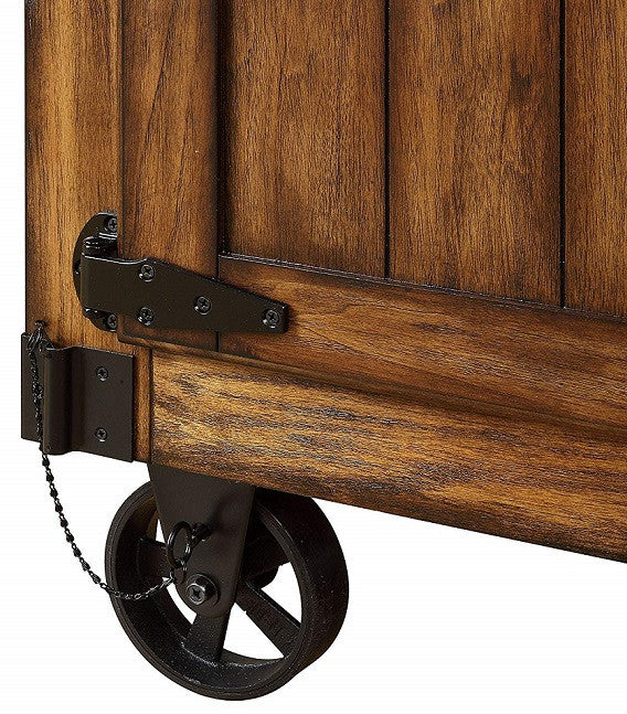 Aldric Distressed Tobacco Industrial Serving Cart
