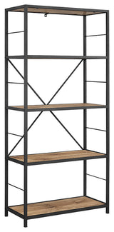 63" Rustic Industrial Bookcase - Barnwood