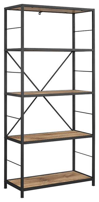 63" Rustic Industrial Bookcase - Barnwood
