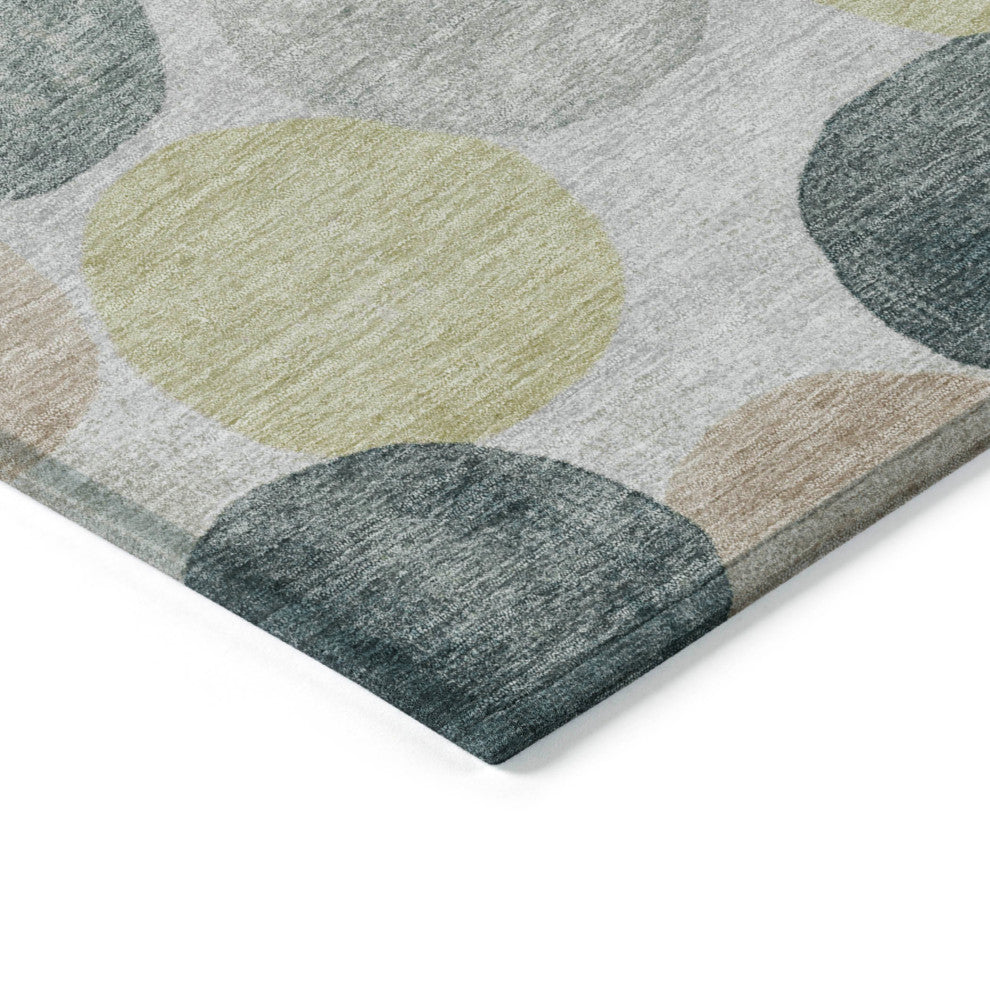 Machine Washable Indoor/Outdoor Chantille ACN1898 Gray 8' x 8' Round Rug