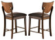 Set of 2 Fabric Counter Height Chair, Walnut And Dark Chocolate