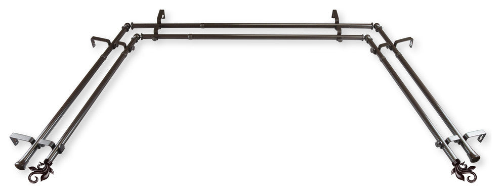 Giles 13/16" Bay Window Double Curtain Rod, Cocoa