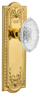 Meadows Plate Privacy Crystal Victorian Knob, Polished Brass, 2.375"