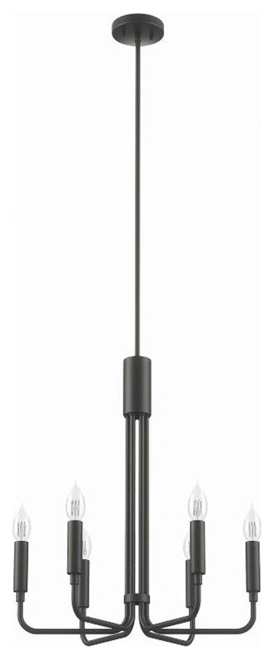 Modway Rekindle 6-Light Modern Style Iron Metal Chandelier in Black