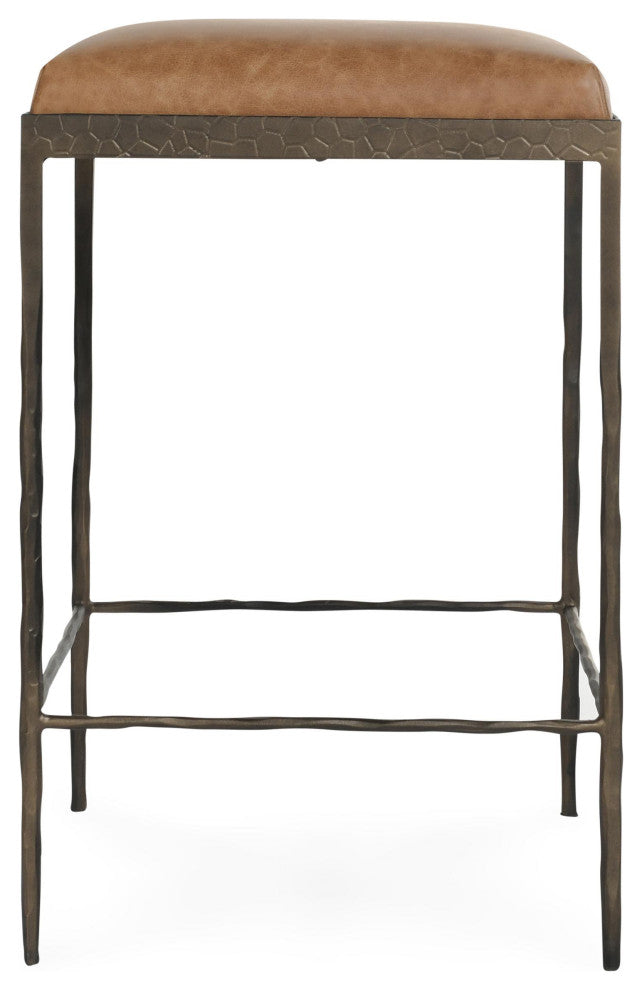Bose 26" Top Grain Leather Counter Stool, Chestnut Brown
