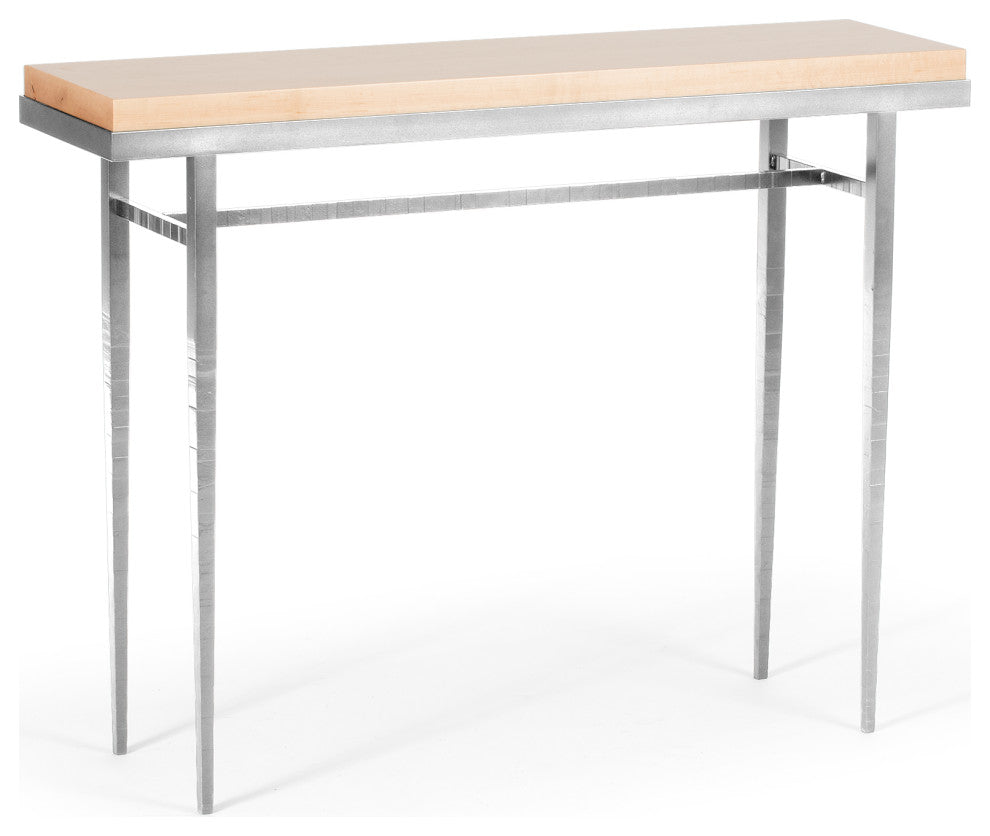 Wick 42" Console Table, Sterling Finish, Maple Natural Accents