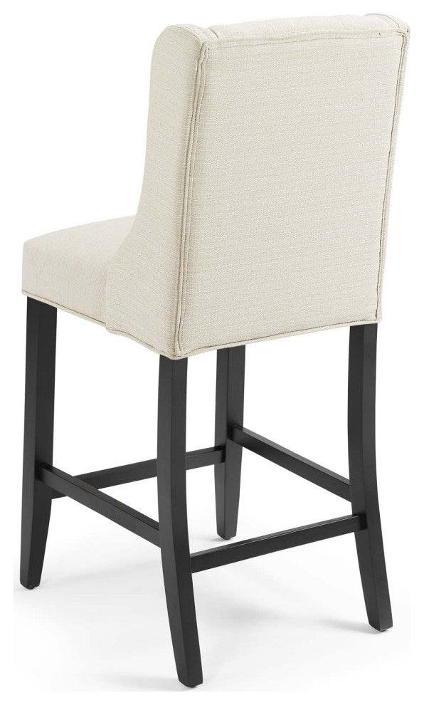 Counter Stool Chair, Set of 2, Fabric, Wood, Beige, Modern, Bar Pub Cafe Bistro