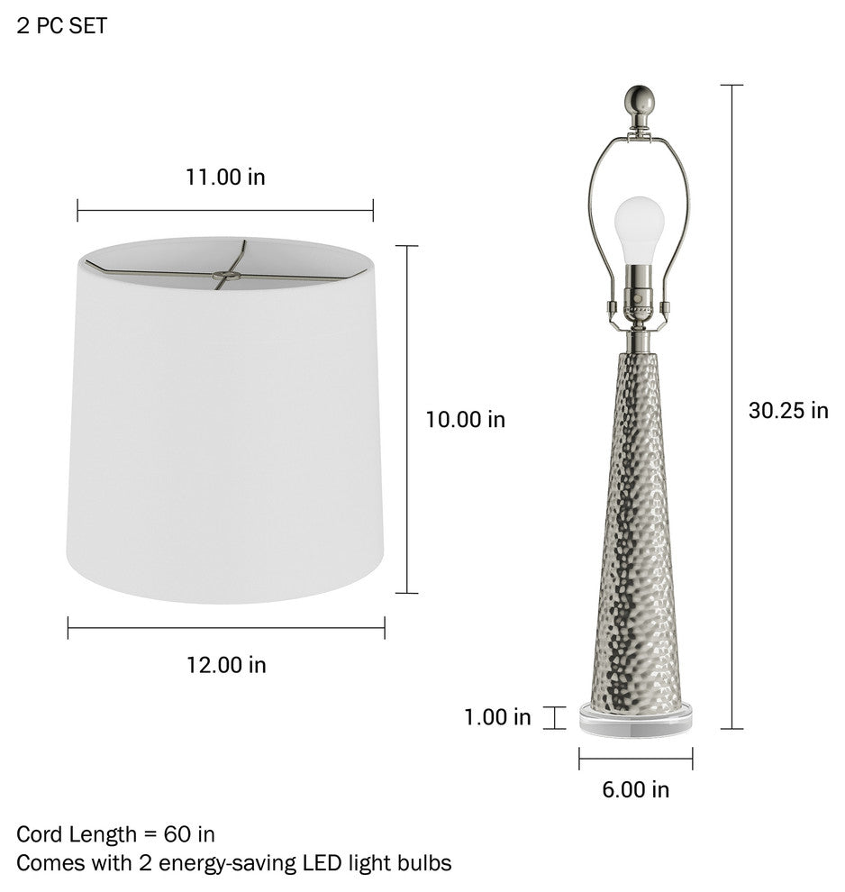 Lavish Home Set of 2 Contemporary Hammered Look Glass Lamps