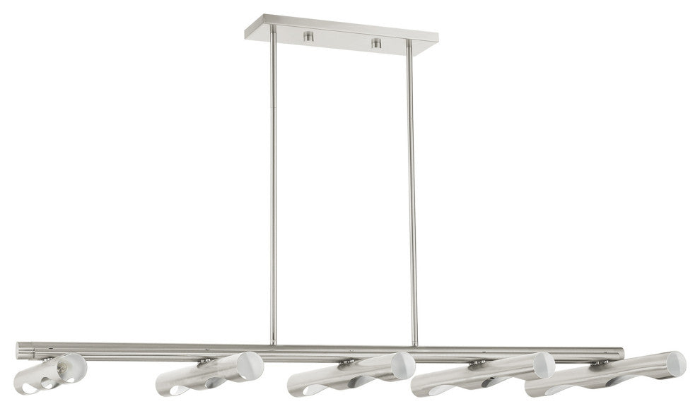 Brushed Nickel Contemporary, Minimal, Industrial, Urban, Sleek Linear Chandelier