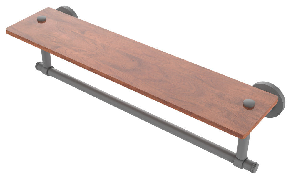 Washington Square 22" Solid Wood Shelf and Towel Bar, Matte Gray